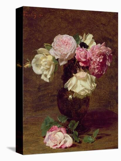 Pink and White Roses-Henri Fantin-Latour-Stretched Canvas