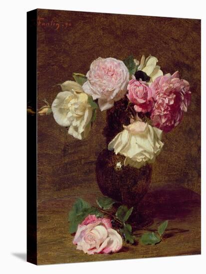 Pink and White Roses-Henri Fantin-Latour-Stretched Canvas