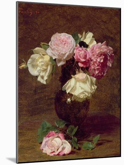 Pink and White Roses-Henri Fantin-Latour-Mounted Giclee Print