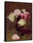 Pink and White Roses-Henri Fantin-Latour-Framed Stretched Canvas