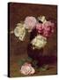 Pink and White Roses-Henri Fantin-Latour-Stretched Canvas