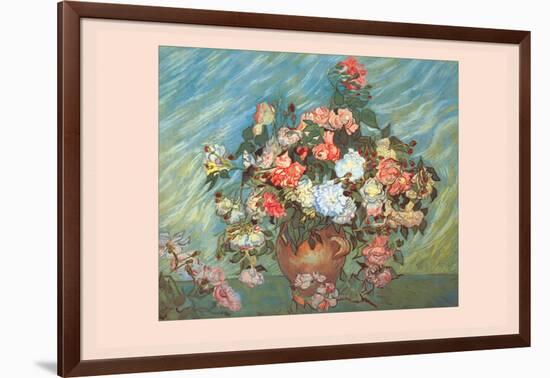 Pink and White Roses-Vincent van Gogh-Framed Art Print