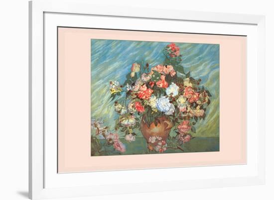 Pink and White Roses-Vincent van Gogh-Framed Premium Giclee Print