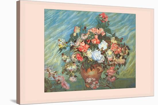 Pink and White Roses-Vincent van Gogh-Stretched Canvas