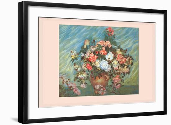 Pink and White Roses-Vincent van Gogh-Framed Art Print