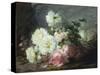 Pink and White Roses-Andre Perrachon-Stretched Canvas