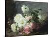 Pink and White Roses-Andre Perrachon-Stretched Canvas