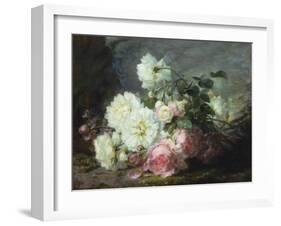 Pink and White Roses-Andre Perrachon-Framed Giclee Print