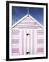 Pink and White Striped Beach Hut, Felixstowe, Suffolk, England, United Kingdom, Europe-Mark Sunderland-Framed Photographic Print