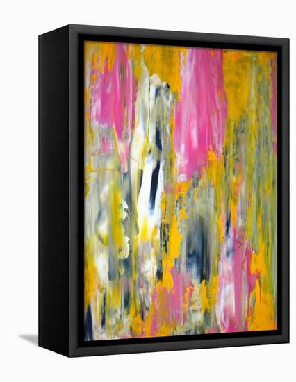 Pink and Yellow Abstract Art Painting-T30Gallery-Framed Stretched Canvas