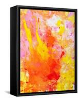 Pink and Yellow Abstract Art Painting-T30Gallery-Framed Stretched Canvas