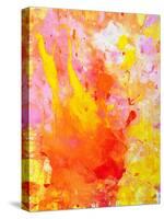 Pink and Yellow Abstract Art Painting-T30Gallery-Stretched Canvas