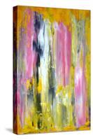 Pink and Yellow Abstract Art Painting-T30Gallery-Stretched Canvas