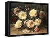 Pink and Yellow Roses-Jean Baptiste Claude Robie-Framed Stretched Canvas