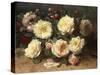 Pink and Yellow Roses-Jean Baptiste Claude Robie-Stretched Canvas