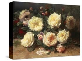 Pink and Yellow Roses-Jean Baptiste Claude Robie-Stretched Canvas