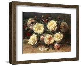 Pink and Yellow Roses-Jean Baptiste Claude Robie-Framed Giclee Print