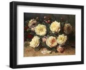 Pink and Yellow Roses-Jean Baptiste Claude Robie-Framed Giclee Print