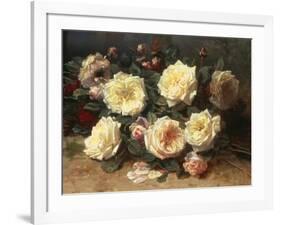 Pink and Yellow Roses-Jean Baptiste Claude Robie-Framed Giclee Print