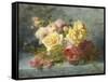 Pink and Yellow Roses-Andre Perrachon-Framed Stretched Canvas