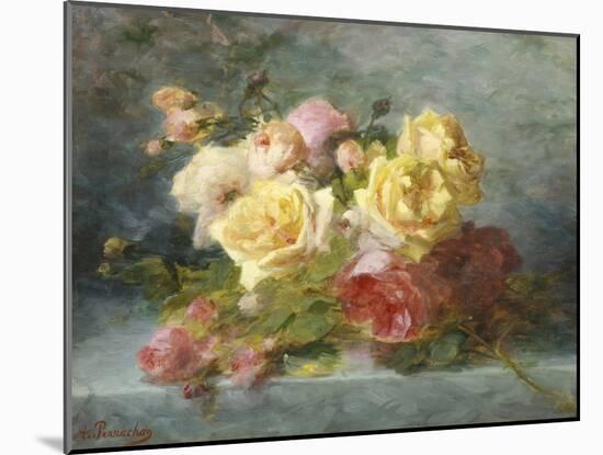 Pink and Yellow Roses-Andre Perrachon-Mounted Giclee Print