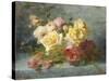 Pink and Yellow Roses-Andre Perrachon-Stretched Canvas