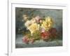 Pink and Yellow Roses-Andre Perrachon-Framed Giclee Print