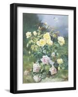 Pink and Yellow Roses-Alexandre Debrus-Framed Giclee Print