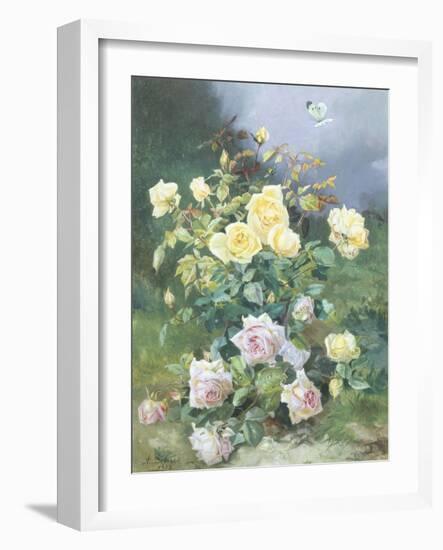Pink and Yellow Roses-Alexandre Debrus-Framed Giclee Print