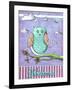 Pink Aqua Owl 1-Megan Aroon Duncanson-Framed Giclee Print
