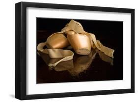 Pink Ballet Pointe Slippers-null-Framed Art Print