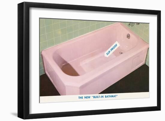 Pink Bathtub with Built in Bathmat-null-Framed Art Print