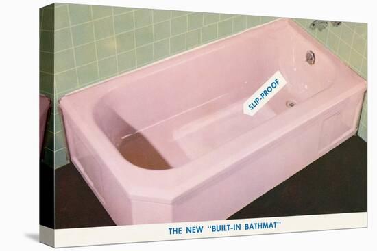 Pink Bathtub with Built in Bathmat-null-Stretched Canvas