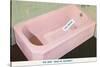 Pink Bathtub with Built in Bathmat-null-Stretched Canvas