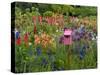 Pink Birdhouse in Flower Garden-Steve Terrill-Stretched Canvas