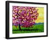 Pink Blossom Tree and Yellow Sky-Patty Baker-Framed Art Print