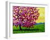 Pink Blossom Tree and Yellow Sky-Patty Baker-Framed Art Print