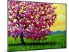 Pink Blossom Tree and Yellow Sky-Patty Baker-Mounted Art Print