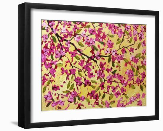 Pink Blossoms and Yellow Sky II-Patty Baker-Framed Art Print