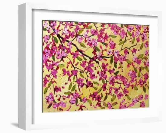 Pink Blossoms and Yellow Sky II-Patty Baker-Framed Art Print