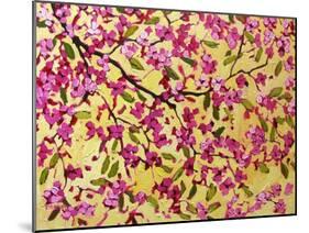 Pink Blossoms and Yellow Sky II-Patty Baker-Mounted Art Print