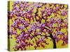 Pink Blossoms On Yellow Sky VII-Patty Baker-Stretched Canvas