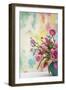 Pink Bouquet in Turqoise Vase-Cora Niele-Framed Giclee Print