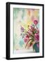 Pink Bouquet in Turqoise Vase-Cora Niele-Framed Giclee Print