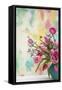 Pink Bouquet in Turqoise Vase-Cora Niele-Framed Stretched Canvas