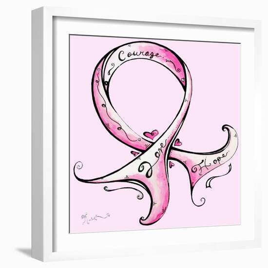 Pink Breast Cancer Ribbon-Megan Aroon Duncanson-Framed Art Print