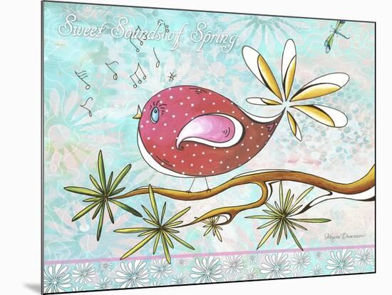 Pink Brown Bird with Notes and Branch-Megan Aroon Duncanson-Mounted Giclee Print