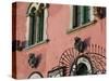 Pink Building Detail, Taormina, Sicily, Italy-Walter Bibikow-Stretched Canvas