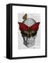 Pink Butterfly Mask Skull-Fab Funky-Framed Stretched Canvas