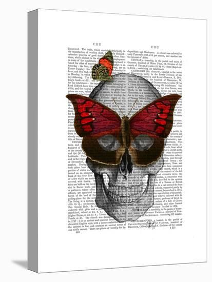 Pink Butterfly Mask Skull-Fab Funky-Stretched Canvas